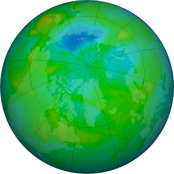 Arctic ozone map for 22 July 2020